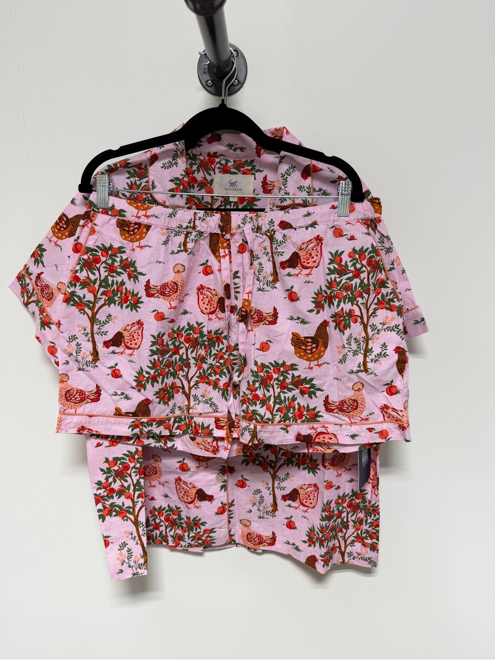Printfresh Pink Chicken Hen Pajama Set Shorts PJ Size L NWT - Picture 3 of 5